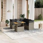 vidaXL 5-delige Loungeset met kussens poly rattan grijs, Tuin en Terras, Tuinsets en Loungesets, 4 zitplaatsen, Nieuw, Loungeset
