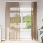 vidaXL Gordijnen voile met roedezakken 2 st lichtbruin, Huis en Inrichting, Stoffering | Gordijnen en Lamellen, Verzenden, Nieuw