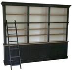 Boekenkast antraciet met eiken schappen en trap 300 x 240cm, Huis en Inrichting, Kasten | Boekenkasten, Ophalen of Verzenden, Nieuw