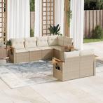 vidaXL 7-delige Loungeset met kussens poly rattan beige, Verzenden, Nieuw, Rotan, Loungeset
