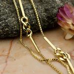 Lange gouden venetiaanse schakelketting/sautoir met staafjes, Sieraden, Tassen en Uiterlijk, Kettingen, Ophalen of Verzenden, Gebruikt
