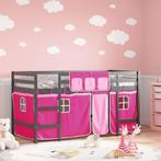 vidaXL Kinderhoogslaper met gordijnen 90x200 cm grenenhout, 90 cm, Eenpersoons, Verzenden, Nieuw