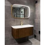 Badkamermeubel afgerond met ribbels en mat witte wastafel, Verzenden, Nieuw