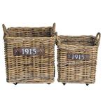 Haardmand Rotan grijs met wielen set van 2, Ophalen of Verzenden, Nieuw