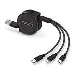 3 in 1 Intrekbare Oplaadkabel - iPhone Lightning / USB-C /, Telecommunicatie, Verzenden, Nieuw