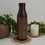 Puur koperen waterfles milky antique gegraveerd ± 950 ml, Nieuw