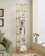 Gouden Boekenkast 6 Lagen – Staande Glas en Metaal Kast, Huis en Inrichting, Kasten | Boekenkasten, Verzenden, Nieuw