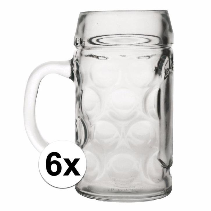 Bierpullen halve liter 6 stuks - Bierfeest/Oktoberfest, Hobby en Vrije tijd, Feestartikelen, Ophalen of Verzenden