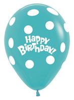 Ballonnen Birthday Dots Caribbean Blue 30cm 25st, Hobby en Vrije tijd, Verzenden, Nieuw