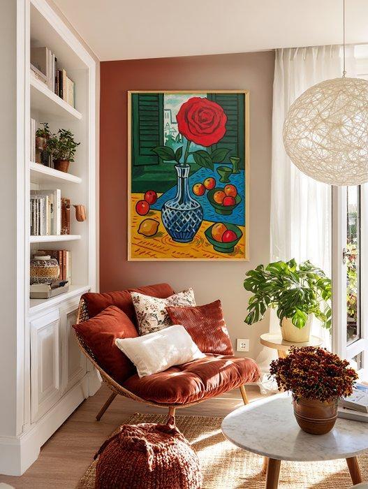 E. García - LA ROSA ROJA XL (NO RESERVE), Antiek en Kunst, Kunst | Schilderijen | Modern