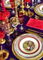 Lavendel damast tafelkleed voor grote tafels, bloemendamast., Antiek en Kunst, Antiek | Meubels | Tafels