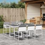 vidaXL 7-delige Tuinset met kussens textileen wit, Tuin en Terras, Tuinsets en Loungesets, Verzenden, Nieuw, Rvs, Tuinset