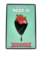 Metalen Wandbord - All you need is chocolate, Ophalen of Verzenden, Nieuw