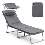Opvouwbare Tuinligstoel Hoofdsteun & Zonnescherm, Tuin en Terras, Tuinstoelen, Verzenden, Nieuw