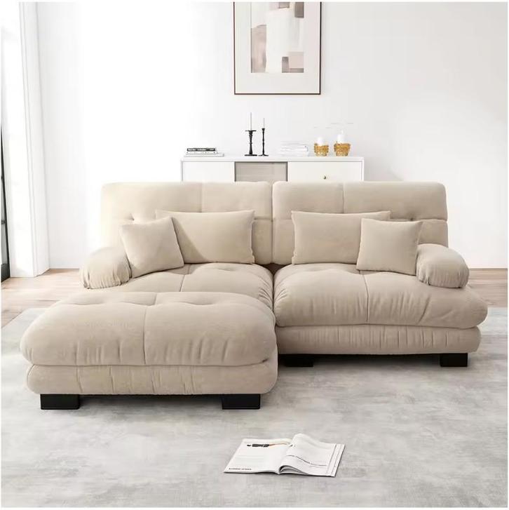 Cloud Corner Sofa – Chenille Bank met Kussens en Ottoman, Huis en Inrichting, Slaapkamer | Slaapbanken, Nieuw, Verzenden