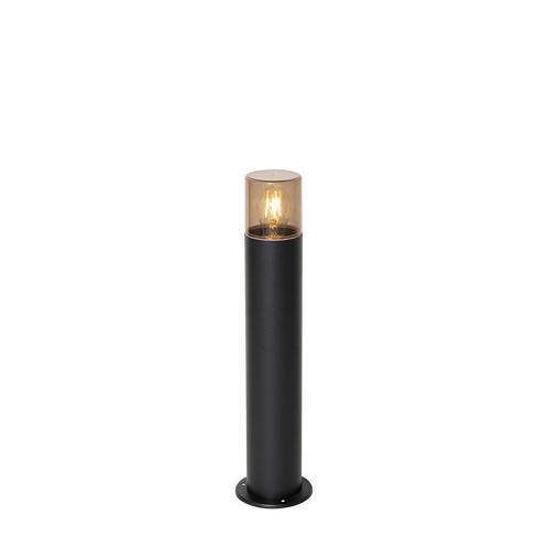 Staande buitenlamp zwart met smoke kap 50 cm - Odense, Tuin en Terras, Buitenverlichting, Nieuw, Minder dan 50 watt