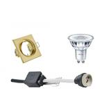 GU10 Inbouwspot Set - Mat Goud - Inbouw Vierkant -, Huis en Inrichting, Lampen | Spots, Metaal of Aluminium, Nieuw, Ophalen of Verzenden