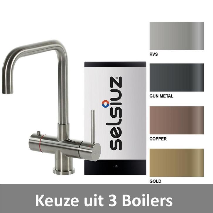 Kokendwaterkraan Selsiuz Steel Haaks Inclusief Boiler (Keuze, Doe-het-zelf en Verbouw, Sanitair, Kraan, Nieuw, Chroom, Ophalen of Verzenden