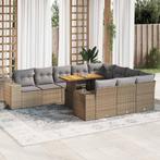 vidaXL 10-delige Loungeset met kussens poly rattan acacia, Tuin en Terras, Tuinsets en Loungesets, Verzenden, Nieuw, Rotan, Loungeset
