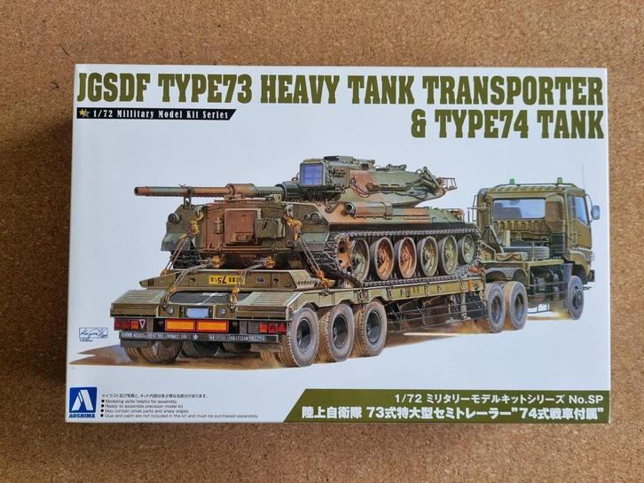 Aoshima 009963 Type 73 Heavy Tank Transporter & Type 74 Tank, Hobby en Vrije tijd, Modelbouw | Auto's en Voertuigen, Verzenden
