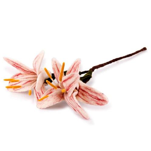 Bloem/Tak Wolvilt - Lelie Wit/Roze - Handmade-Fairtrade - Ho, Kinderen en Baby's, Kinderkamer | Inrichting en Decoratie, Nieuw