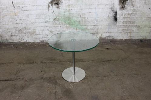 Ronde tafel | Tweedehands | 45cm | Glas | RVS | OT216, Zakelijke goederen, Kantoor en Winkelinrichting | Kantoormeubilair en Inrichting