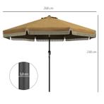 TRUUSK Parasol Met Franjedecoratie, 265 Cm, Kantelbaar, Twee, Tuin en Terras, Parasols, Verzenden, Nieuw