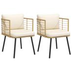 vidaXL Tuinstoelen 2 st met kussens poly rattan naturel, Tuin en Terras, Tuinstoelen, Verzenden, Nieuw, Rotan
