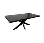 Eettafel mangohout visgraat patroon zwart 220x100x78, 100 tot 150 cm, Vijf personen of meer, Eric, Ovaal