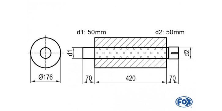 FOX Universele demper rond met aansluitstuk - verwerking 556, Auto-onderdelen, Uitlaatsystemen, Nieuw, Verzenden