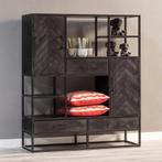 Vakkenkast Mangohout Kjeld 120 Zwart, Huis en Inrichting, 100 tot 150 cm, Verzenden, 100 tot 150 cm, Nieuw