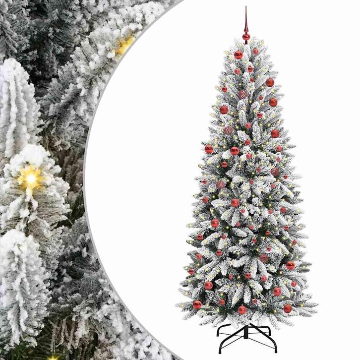 vidaXL Kunstkerstboom Wit 210 cm PVC en Plastic en Staal en, Diversen, Kerst, Nieuw, Verzenden