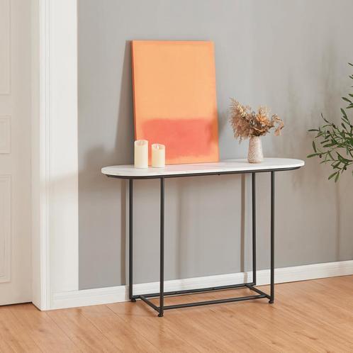 Console tafel Nordfron 120x40x75 cm zwart en marmer wit [en., Huis en Inrichting, Tafels | Sidetables, Nieuw, Verzenden