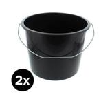 2x Bouw emmer - Met hengsel - 12L - Zwart, Verzenden, Nieuw