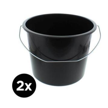 2x Bouw emmer - Met hengsel - 12L - Zwart beschikbaar voor biedingen