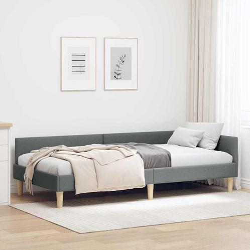 vidaXL Hoek Bed Frame Donkergrijs 80 x 200 cm Stof en, Huis en Inrichting, Slaapkamer | Bedden, Grijs, Nieuw, Verzenden