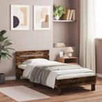 vidaXL Bedframe met hoofdbord bewerkt hout gerookt eiken, Eenpersoons, Bruin, Verzenden, Nieuw