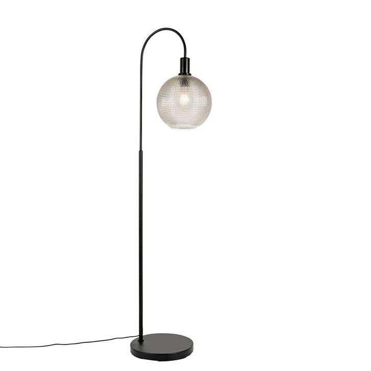 Design vloerlamp zwart met smoke glas - Chico, Huis en Inrichting, Lampen | Vloerlampen, Nieuw, Glas, 150 tot 200 cm