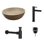 Sani Royal Natuurstenen Waskomset Beige Marmer, Nieuw