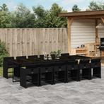 vidaXL 13-delige Tuinset met kussens poly rattan zwart, 2 zitplaatsen, Nieuw, Tuinset, Verzenden