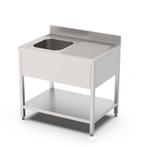 HCB Spoeltafel - enkele spoelbak links - 100 cm - RVS, Verzenden, Nieuw in verpakking, RVS Meubilair