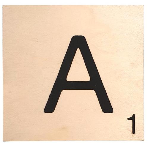 Houten Bordje 10x10x0.5cm - A - Zwarte Letter/Woordwaarde -, Huis en Inrichting, Woonaccessoires | Wanddecoraties, Nieuw, Ophalen of Verzenden