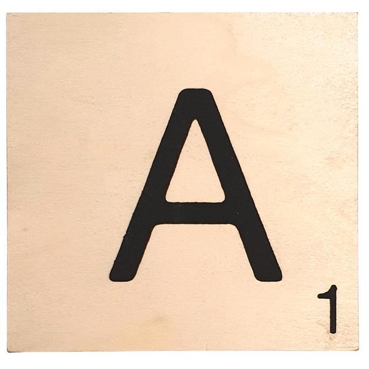 Houten Bordje 10x10x0.5cm - A - Zwarte Letter/Woordwaarde -, Huis en Inrichting, Woonaccessoires | Wanddecoraties, Nieuw, Ophalen of Verzenden