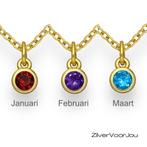 Gold plated 925 zilveren  geboorstesteen ketting, Verzenden, Nieuw, Zilver
