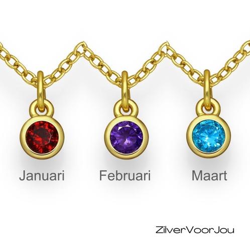 Gold plated 925 zilveren  geboorstesteen ketting, Sieraden, Tassen en Uiterlijk, Kettingen, Nieuw, Verzenden