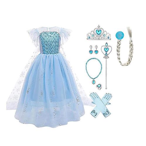 Frozen Elsa prinsessenjurk+Accessoires 98,104,110,116 tm 152, Kinderen en Baby's, Carnavalskleding en Verkleedspullen, Meisje