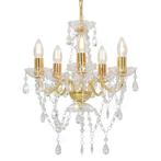 Gouden Kroonluchter met Kristallen - | Tweedekansje, Huis en Inrichting, Lampen | Kroonluchters, Ophalen of Verzenden, Nieuw, Extravagant en chique