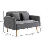 TRUUSK Dubbelbank Loveseat Met Kussen, Verstelbare Voetenste, Verzenden, Nieuw