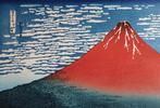 Fine wind, clear morning (Red Fuji) - Katsushika Hokusai, Antiek en Kunst