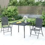 vidaXL 3-delige Tuinset staal antracietkleurig, 2 zitplaatsen, Verzenden, Nieuw, Rvs